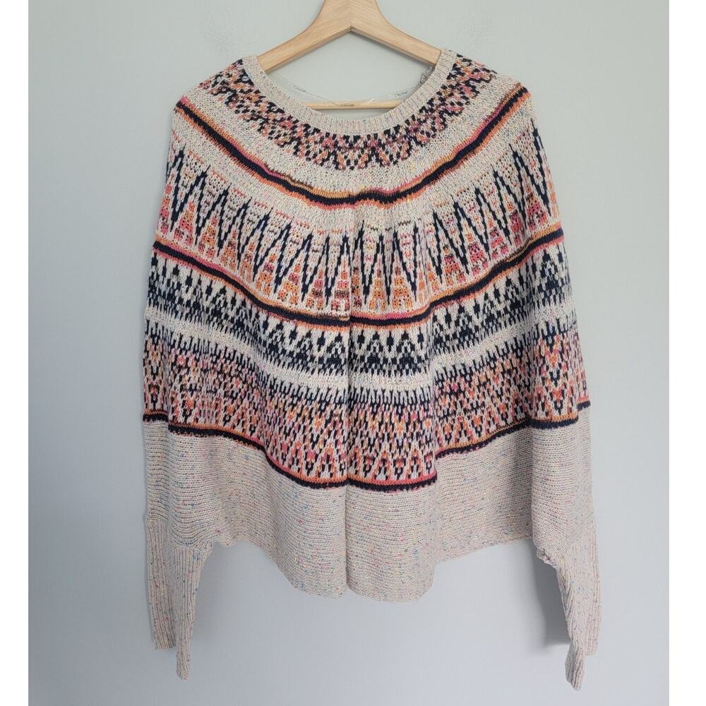 Cliche Womens M Wool Blend Aztec Tribal Pullover Poncho Sweater